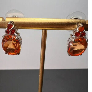 Tangerine quartz and fire opal sterling silver earrings